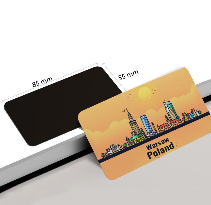 dhcrafts Rectangular Rubber Fridge Magnet / Magnetic Card Orange Poland Warsaw Design Pack of 1 (8.6cm x 5.4cm)